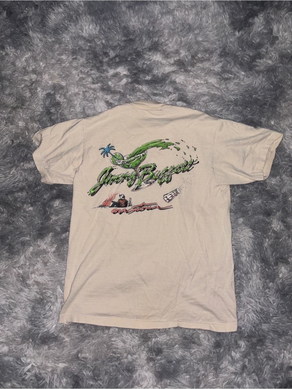 Rare Vintage 90’s Jimmy Buffett Beige Graphic Short-Sleeve Tee